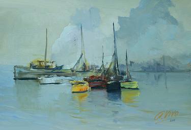 Print of Impressionism Sailboat Paintings by Andres Vivo