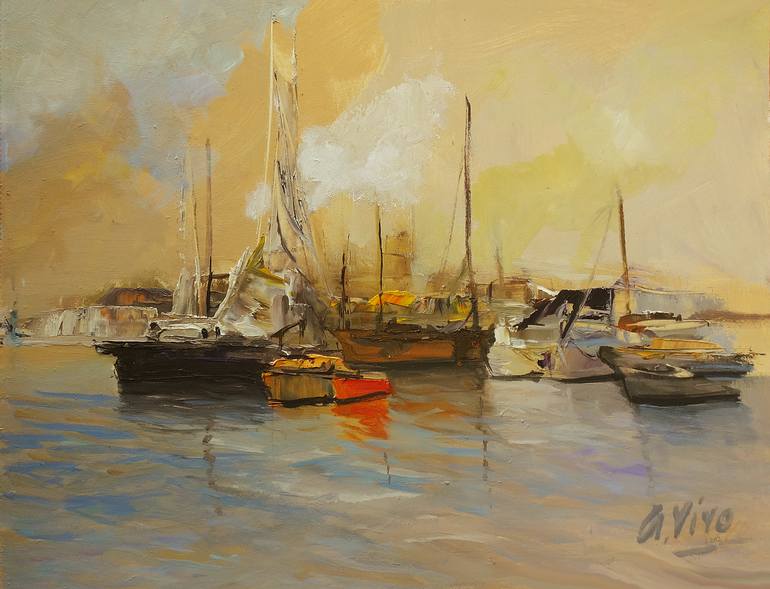Print of Impressionism Seascape Paintings by Andres Vivo