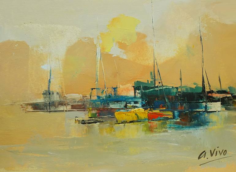 Print of Impressionism Sailboat Paintings by Andres Vivo
