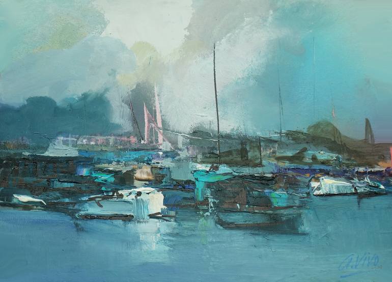 Print of Impressionism Sailboat Paintings by Andres Vivo