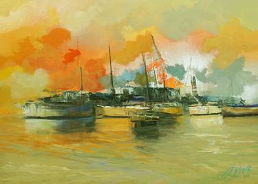 Original Impressionism Boat Paintings by Andres Vivo