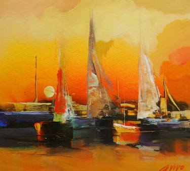 Print of Impressionism Yacht Paintings by Andres Vivo