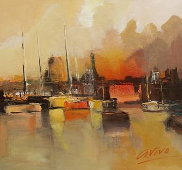 Original Abstract Expressionism Yacht Paintings by Andres Vivo