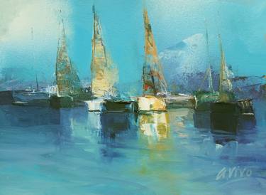 Original Impressionism Ship Paintings by Andres Vivo