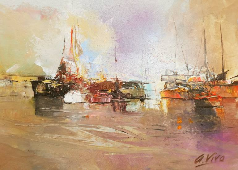 Print of Impressionism Sailboat Paintings by Andres Vivo