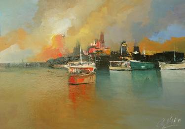 Original Impressionism Boat Paintings by Andres Vivo