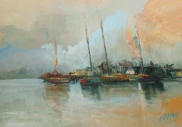 Original Figurative Ship Paintings by Andres Vivo