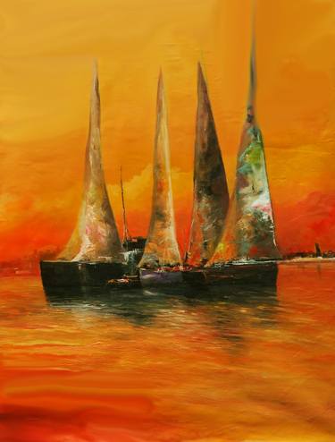 Print of Yacht Paintings by Andres Vivo