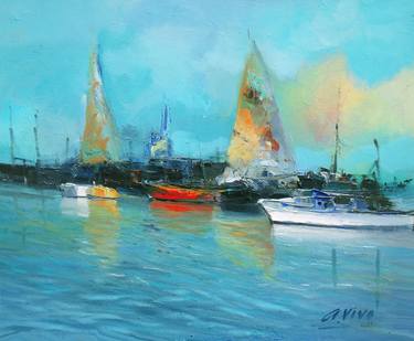 Original Impressionism Ship Paintings by Andres Vivo