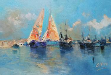 Original Sailboat Paintings by Andres Vivo