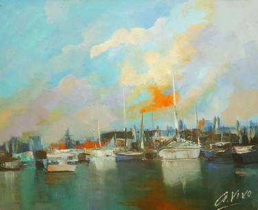 Print of Impressionism Sailboat Paintings by Andres Vivo