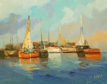 Original Impressionism Ship Paintings by Andres Vivo