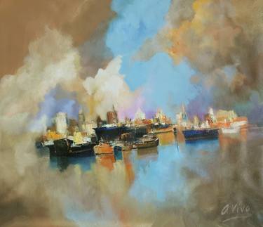 Original Abstract Expressionism Ship Paintings by Andres Vivo