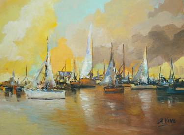 Original Impressionism Ship Paintings by Andres Vivo