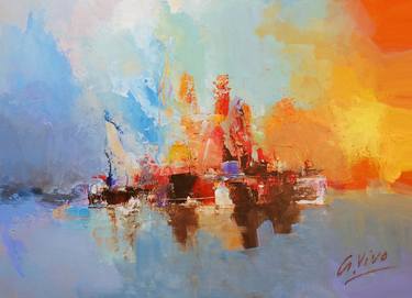 Original Abstract Expressionism Ship Paintings by Andres Vivo