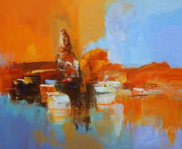 Original Abstract Expressionism Boat Paintings by Andres Vivo
