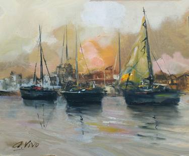 Original Expressionism Boat Paintings by Andres Vivo