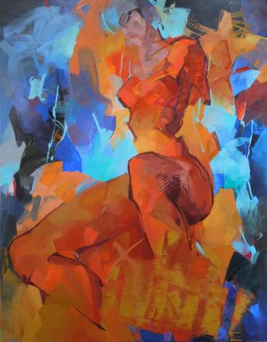 Original Abstract Expressionism Women Paintings by Larissa Strunowa