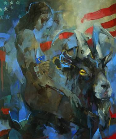 Original Expressionism Political Paintings by Larissa Strunowa