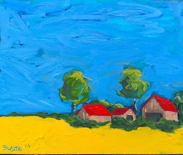 Original Abstract Expressionism Landscape Painting by Justīne Seile Urtāne