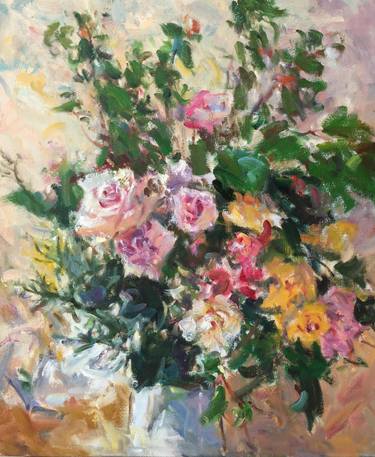 Original Abstract Expressionism Floral Paintings by John Fu