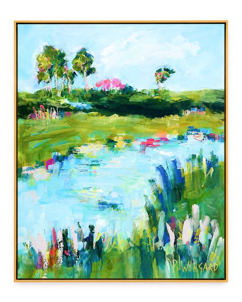 Original Water Painting by Pamela Wingard | Expressionism Art on Canvas | 'Hope for the Future' Marsh Painting by Pamela Wingard