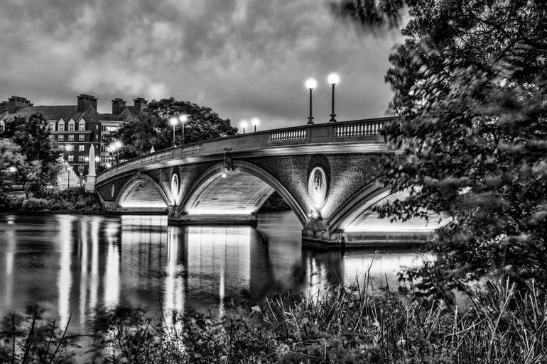 Monochrome Passage Over The Weeks Footbridge Of Cambridge - Print