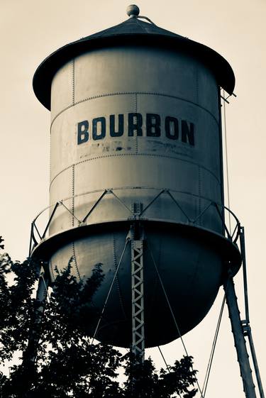 Bourbon Whiskey Vintage Water Tower - Missouri - Sepia thumb