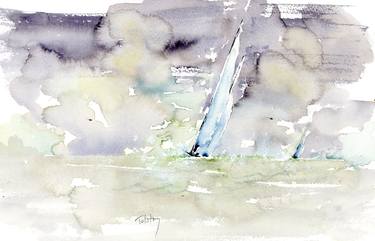 Print of Impressionism Sailboat Paintings by Alex Tolstoy