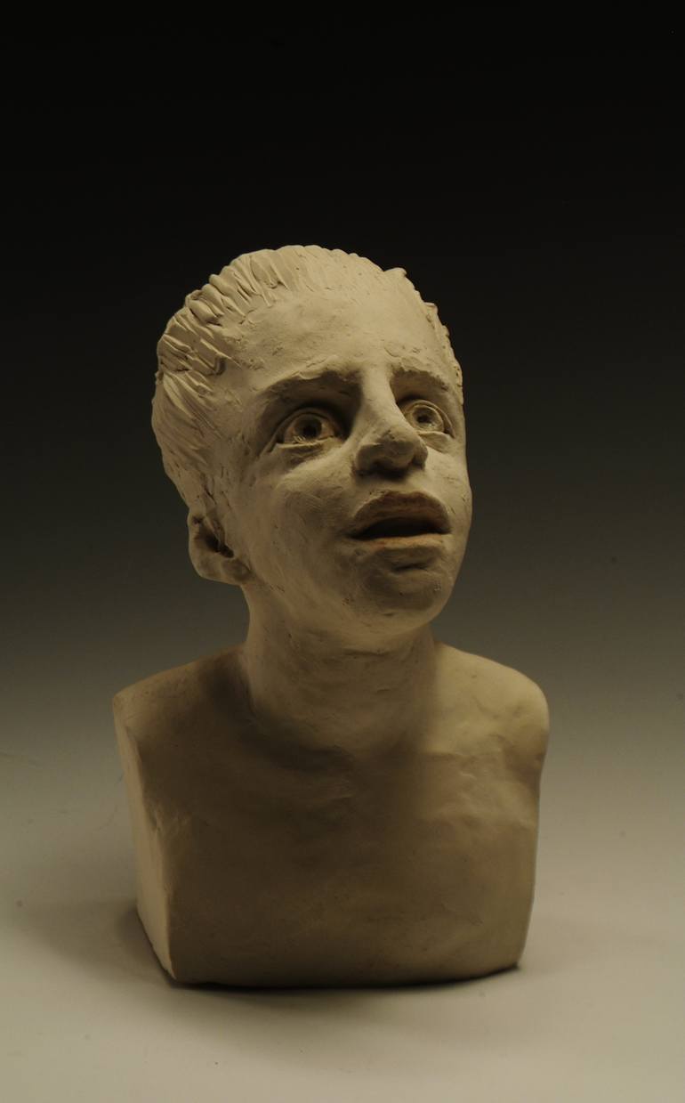 Original Expressionism Portrait Sculpture by Patricia Denimal