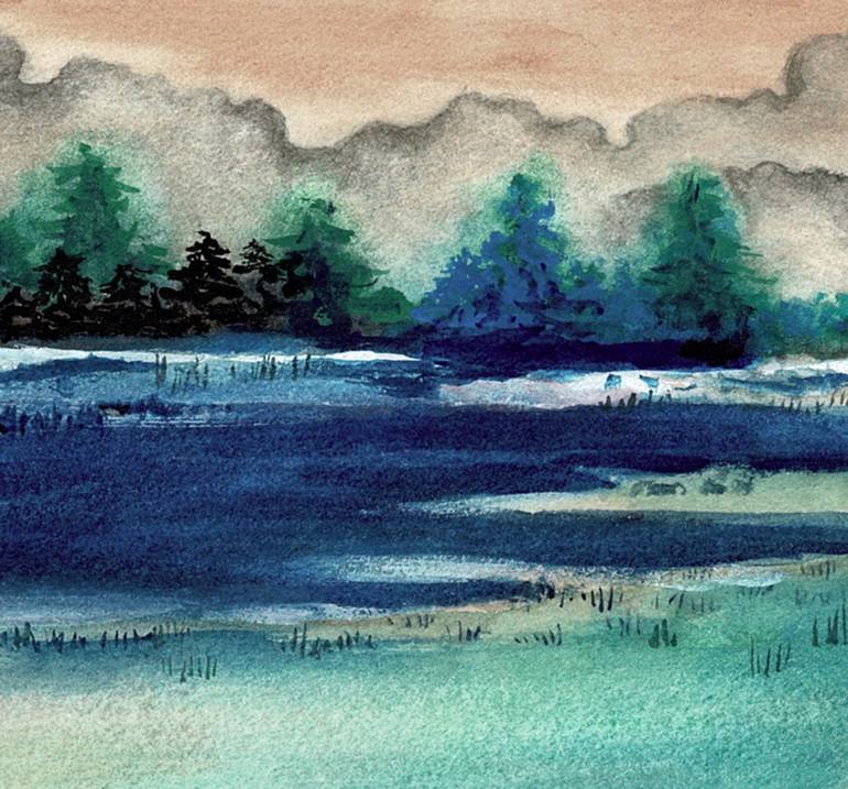 A Tranquil River Painting By Nicola Mountney | Saatchi Art