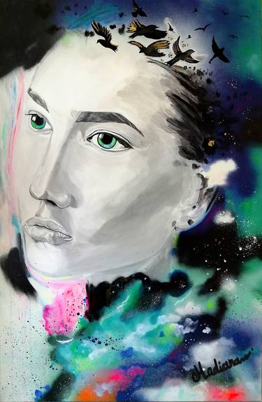 Original Portrait Painting by Cachacou madiana