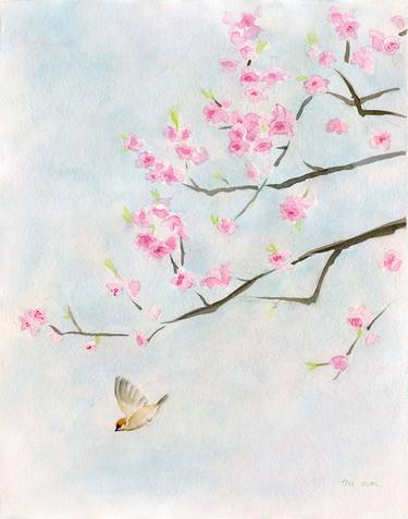Bird with cherry blossom thumb