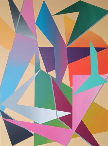 Original Cubism Geometric Paintings by Dóra Kauker