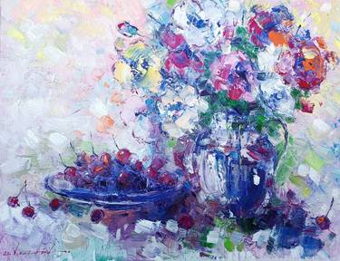 Print of Impressionism Floral Paintings by Victor Fridrikh