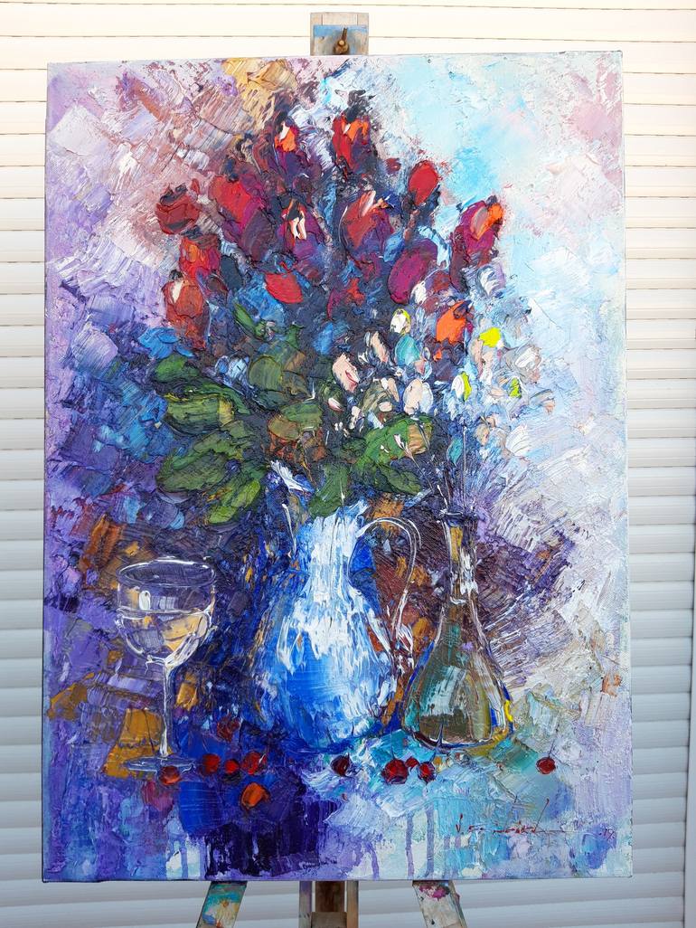 Original Impressionism Floral Painting by Victor Fridrikh