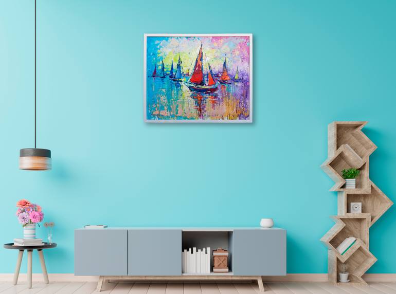 Original Impressionism Boat Painting by Victor Fridrikh