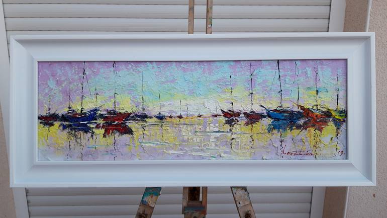 Original Impressionism Boat Painting by Victor Fridrikh