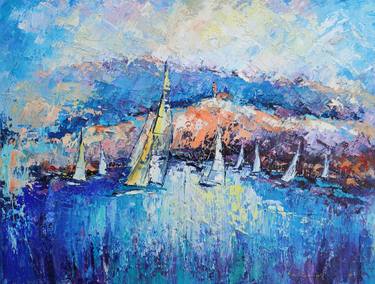 "Regata cerca de Altea"-"Sailboats race near Altea" thumb