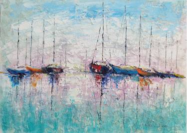 Print of Impressionism Boat Paintings by Victor Fridrikh