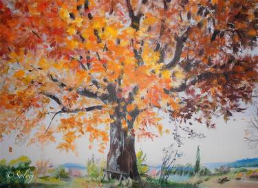 Print of Impressionism Tree Paintings by Solvej Solvej