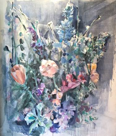 Original Abstract Expressionism Floral Paintings by Hella Kalkus