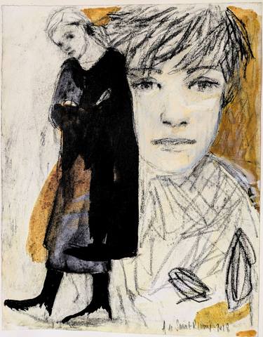 Original Black & White People Mixed Media by Albane De Saint Remy