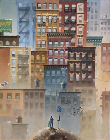 Original Surrealism Cities Paintings by Wayne Chang