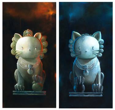 Original Pop Art Cats Paintings by Wayne Chang