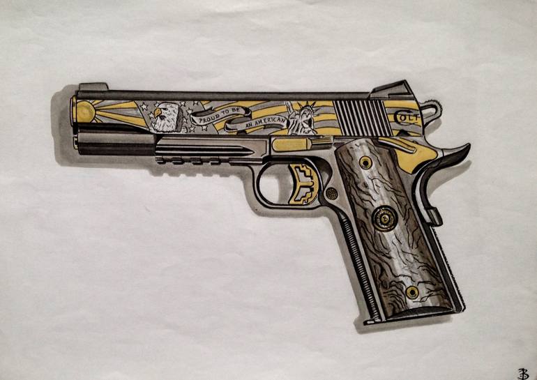 1911 handgun drawing