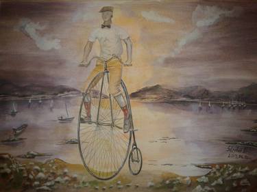 Departure on biz penny-farthing bicycle thumb