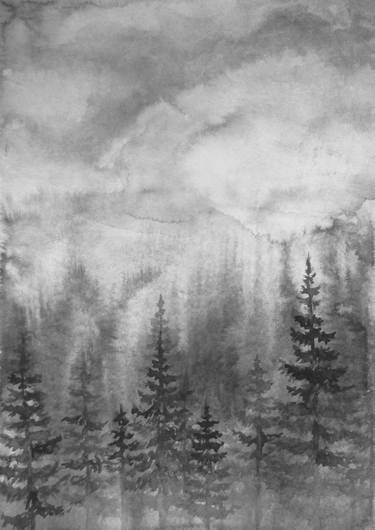 Original Black & White Landscape Painting by Julia Gogol