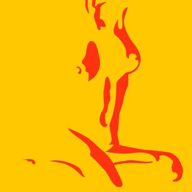 Yellow and Orange / Nude Art Sitting Female - Limited Edition Giclee Print thumb
