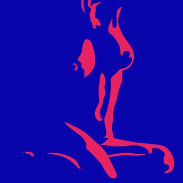 Blue and Pink II/ Nude Art, Sitting Female - Limited Edition Giclee Print thumb